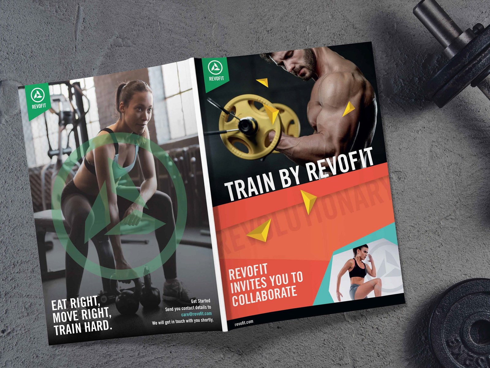Revofit catalogue spread — Train by Revofit
