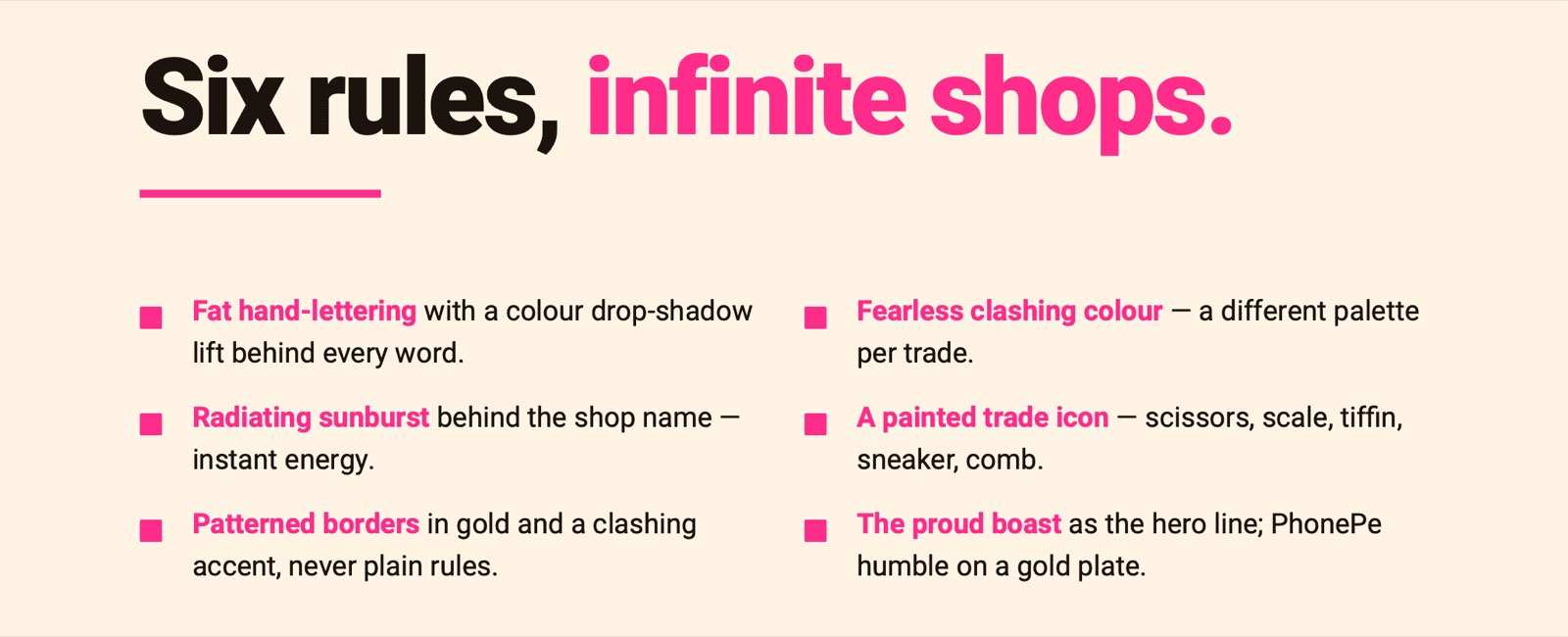 Six rules, infinite shops — the campaign design rules