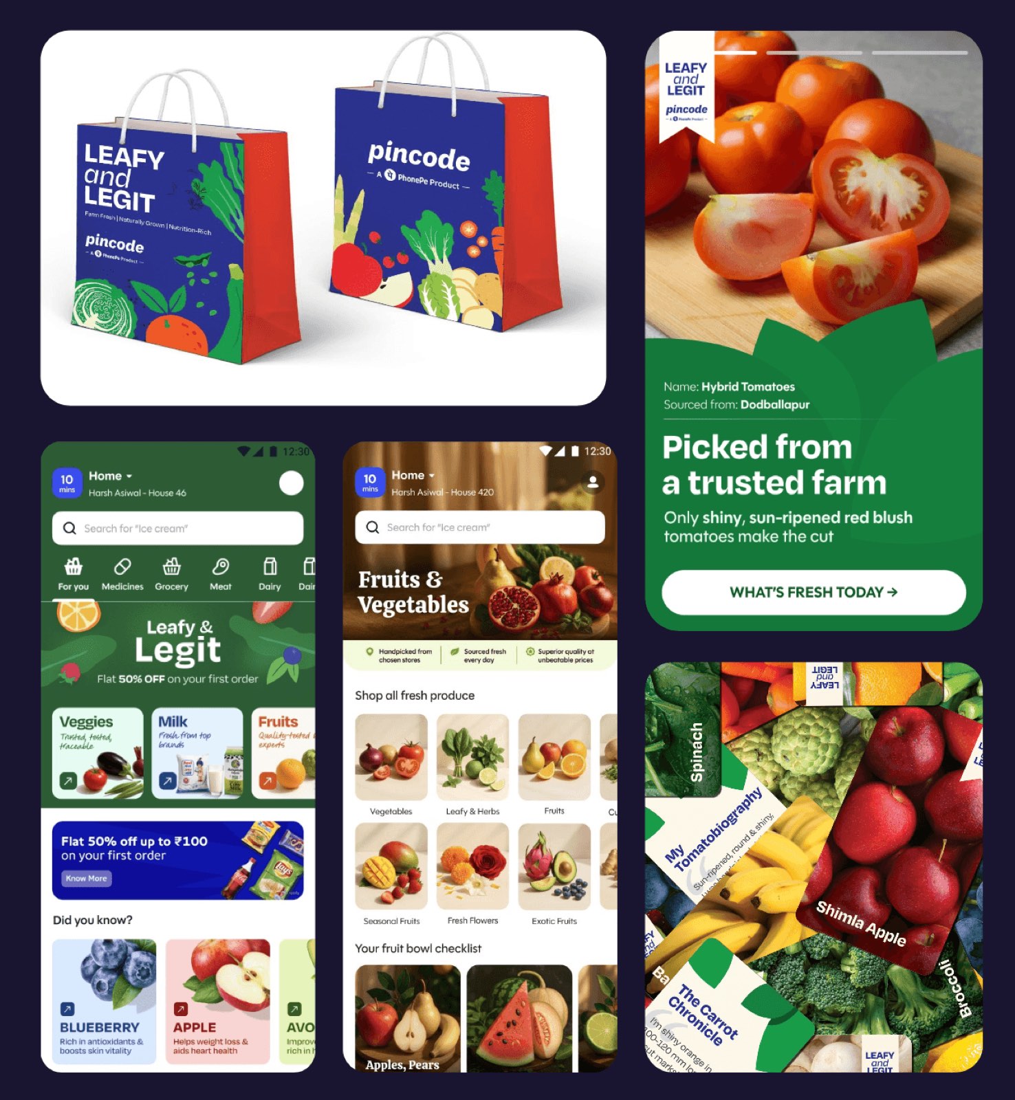 Pincode brand identity, packaging and in-app storefront