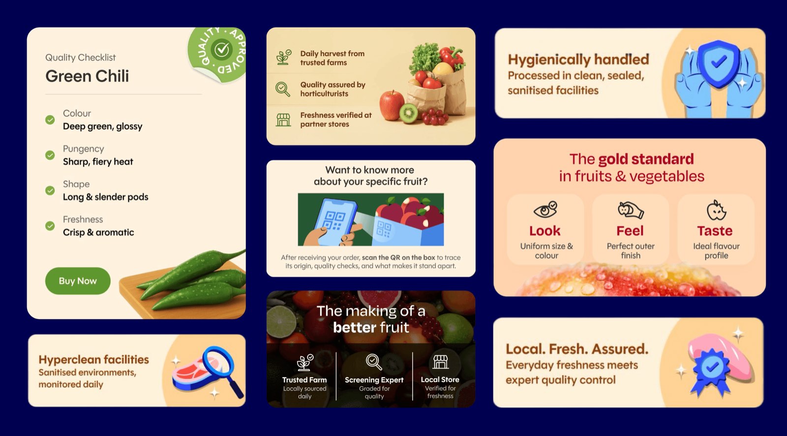 Pincode quality and freshness content cards