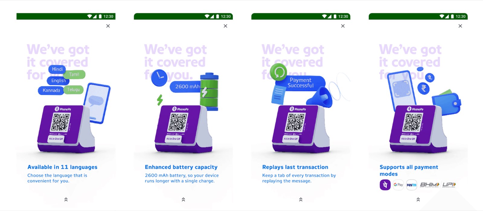 In-app onboarding screens for the SmartSpeaker