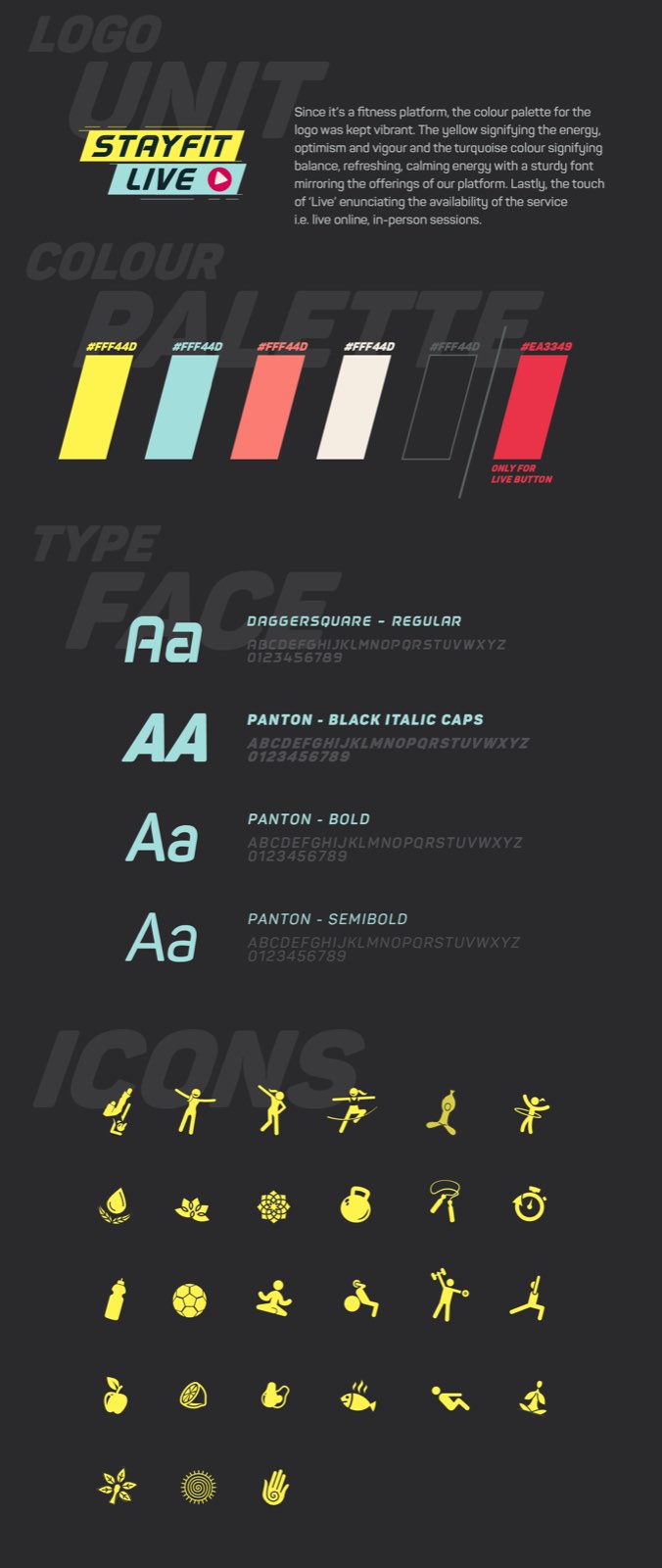 StayFit Live brand guidelines — logo, colour, type and icon system
